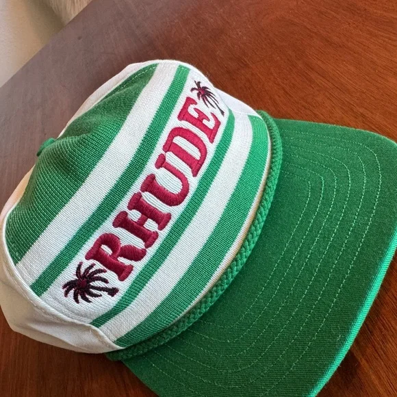Rhude Striped Cap in Green and Cream
